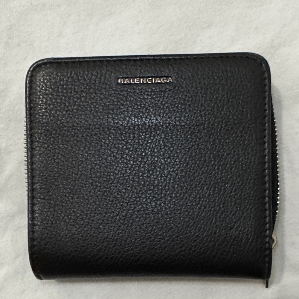 Balenciaga Black Textured Leather Zip Wallet